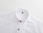 Men's Long Sleeve Collarless Oxford Shirt - White