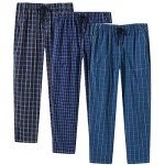 MoFiz Men's Pajama Pants Sleep Wear Cotton Lounge Drawstring House PJ's Bottom Pants 3pack Comfortable 2-Pockets(H-Plaid,L)