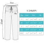 U2SKIIN Mens 100% Cotton Pajama Pants, Lightweight Soft Lounge Pant with Pockets Sleep Pj Bottoms for Men(Light Grey Mel, L)