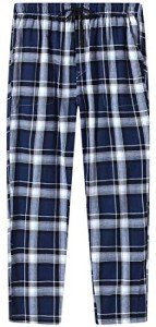 MoFiz Men's Pyjama Pants Plaid Cotton Sleep Lounge Pants Button Fly Pajama Bottoms Christmas Fleece Pj Pants Warm Pyjama Homme Coton With Pockets S
