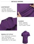 Men's Purple Short Sleeve Muscle Fit Dress Shirt