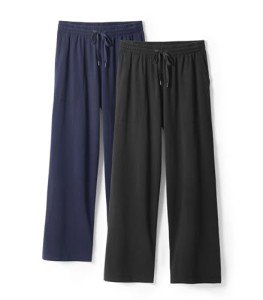 DAVID ARCHY Men's Soft Cotton Pajama Bottom Comfy Knit Pajama Long John Lounge Sleep Pants for Men 2 Pack (Navy Blue+Black, M)