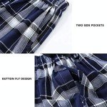 MoFiz Men's Pyjama Pants Plaid Cotton Sleep Lounge Pants Button Fly Pajama Bottoms Christmas Fleece Pj Pants Warm Pyjama Homme Coton With Pockets S