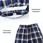 MoFiz Men's Pyjama Pants Plaid Cotton Sleep Lounge Pants Button Fly Pajama Bottoms Christmas Fleece Pj Pants Warm Pyjama Homme Coton With Pockets S
