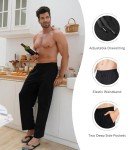 DAVID ARCHY Men's Soft Cotton Pajama Bottom Comfy Knit Pajama Long John Lounge Sleep Pants for Men 2 Pack (Navy Blue+Black, M)