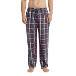 Vulcanodon 2 Pack Men's Cotton Pajama Pants, Soft Woven Pajama Pants for Men Plaid Pj Bottoms(NAVY+RED-BLUE,L)