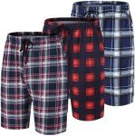MoFiz Men's Plaid Pajama Shorts Soft Sleep Shorts Stretchy Lounge Shorts Lightweight Night Short Summer Sleepwear Pj Bottoms with Pockets 3 Pack L