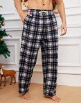 U2SKIIN 2 Pack Mens Fleece Pajama Pants, Warm Plaid Lounge Pj Bottoms for Men with Pockets Soft(Red-Black Plaid/White-Black Plaid, L)