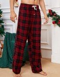 U2SKIIN 2 Pack Mens Fleece Pajama Pants, Warm Plaid Lounge Pj Bottoms for Men with Pockets Soft(Red-Black Plaid/White-Black Plaid, L)