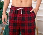 U2SKIIN 2 Pack Mens Fleece Pajama Pants, Warm Plaid Lounge Pj Bottoms for Men with Pockets Soft(Red-Black Plaid/White-Black Plaid, L)