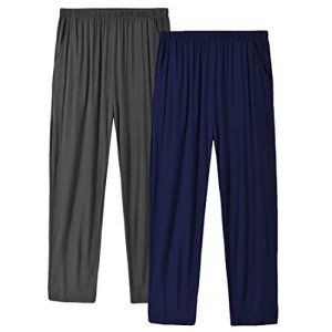 MoFiz Mens Modal Pajama Pant Pajama Bottoms Sleep Lounge PJS Ultra Cozy Lightweight Pants 2-Pack Deep gray/Navy 2XL