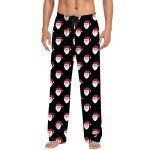 Men's 2023 Xmas Pj Pants, Men Funny Print Christmas Lounge Pant with Pockets, Snowflake Tree Plaid Soft Comfy Pajama Bottom, C - Black, Medium