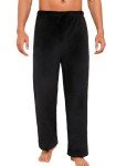ENJOYNIGHT Mens Fleece Pajama Pant Fluffy Sleep Bottoms Plush Lounge Pjs(Medium, Black)