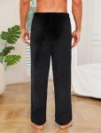 ENJOYNIGHT Mens Fleece Pajama Pant Fluffy Sleep Bottoms Plush Lounge Pjs(Medium, Black)