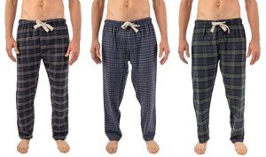 BOTTOMS OUT by PLATINUM MENSWEAR Men's Soft Flannel Plaid Pajama Pants with 2 Pocket and Adjustable Drawstring Pants (Navy Charcoal, Mini Blue Check, Blackwatch - Medium)