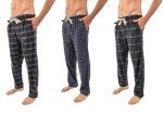 BOTTOMS OUT by PLATINUM MENSWEAR Men's Soft Flannel Plaid Pajama Pants with 2 Pocket and Adjustable Drawstring Pants (Navy Charcoal, Mini Blue Check, Blackwatch - Medium)