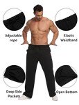 Deyeek Men's Open Bottom Sweatpants Lightweight Sweat Pants for Man Loose Fit Cotton Pajamas Lounge Pants with Pockets Black