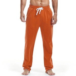 Amy Coulee Mens Casual Pants Cotton Joggers Open Bottom Sweatpants with Elastic Waist Breathable Rust Pajamas Pants (Rusty, M)