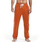 Amy Coulee Mens Casual Pants Cotton Joggers Open Bottom Sweatpants with Elastic Waist Breathable Rust Pajamas Pants (Rusty, M)
