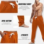 Amy Coulee Mens Casual Pants Cotton Joggers Open Bottom Sweatpants with Elastic Waist Breathable Rust Pajamas Pants (Rusty, M)