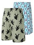 ENJOYNIGHT 2 Pack Mens Pajama Shorts Cotton Sleep Bottoms with Pockets & Drawstring(Large,Bigfoot+Panda)