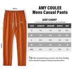 Amy Coulee Mens Casual Pants Cotton Joggers Open Bottom Sweatpants with Elastic Waist Breathable Rust Pajamas Pants (Rusty, M)