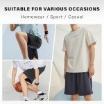 HomyComy Men's Cotton Pajama Bottoms Drawstring Sleep Lounge Shorts Sleepwear Black/Grey