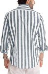 Men's Casual Striped Button-Down Long Sleeve Shirt
