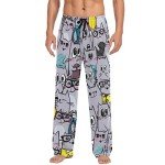 Lovely Cats Men's Straight-Fit Sleep Pajama Pant Lounge PJ Bottoms with Pockets Drawstring