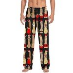 Vnihaq Ugly Christmas Pajama Pants for Men Funny Xmas Pattern Pj Bottoms Holiday Party Lounge Pants Sleepwear with Pockets, Black, Medium