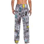 Lovely Cats Men's Straight-Fit Sleep Pajama Pant Lounge PJ Bottoms with Pockets Drawstring