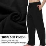 HomyComy Men's Pajama Pants 100% Cotton Knit Lounge Pants Elastic Waistband Sleepwear Pajama Bottoms Black