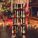 Vnihaq Ugly Christmas Pajama Pants for Men Funny Xmas Pattern Pj Bottoms Holiday Party Lounge Pants Sleepwear with Pockets, Black, Medium