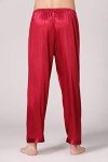 Cicilin Men's Satin Pajama Bottoms Pants Sleep Soft Long Classic Pajama Trousers Solid Lounging Pants Red M