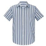 Sky Blue and White Striped Short Sleeve Shirt