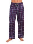 ENJOYNIGHT Mens Flannel Pajama Pants 100% Cotton Lounge Bottoms Plaid Pjs（Large,Blue）
