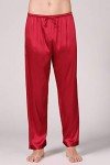Cicilin Men's Satin Pajama Bottoms Pants Sleep Soft Long Classic Pajama Trousers Solid Lounging Pants Red M