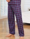 ENJOYNIGHT Mens Flannel Pajama Pants 100% Cotton Lounge Bottoms Plaid Pjs（Large,Blue）