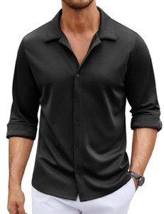 Men’s Black Long Sleeve Button Down Dress Shirt