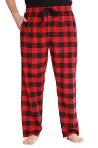 #followme Plaid Men’s Pajama Pants PJ Bottoms for Sleeping and Lounge Wear, Poplin Fabric - Black Red Buffalo Plaid, Large