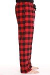 #followme Plaid Men’s Pajama Pants PJ Bottoms for Sleeping and Lounge Wear, Poplin Fabric - Black Red Buffalo Plaid, Large
