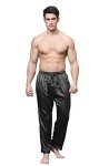 Tony & Candice Men's Satin Pajama Pants Long PJ Bottoms, Black, Large