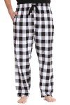 #followme Plaid Men’s Pajama Pants PJ Bottoms for Sleeping and Lounge Wear, Poplin Fabric - Black White Buffalo Plaid, X-Large