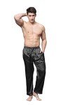 Tony & Candice Men's Satin Pajama Pants Long PJ Bottoms, Black, Large