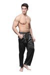 Tony & Candice Men's Satin Pajama Pants Long PJ Bottoms, Black, Large