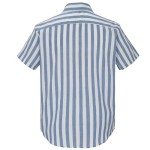 Sky Blue and White Striped Short Sleeve Shirt