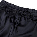 Men's Satin Pajama Pants, Sleepwear Long Pajama Bottoms with Drawstring Loungwear Pjs Pants (Black, Large)