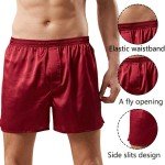 Mens Satin Boxer Shorts Silk Underwear Pajama Bottoms Comfy Sleep Lounge Shorts with Button Fly