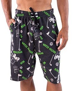 Lazy One Pajama Shorts for Men, Men's Pajama Bottoms, Sleepwear, Golf, Mulligan, Caddy, Birdie, Bogey (Golfers, Medium)