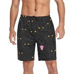 Cute Black Cats Pajama shorts Mens Lounge Sleep Shorts Straight-Fit Men Pajama Bottoms with Drawstring Pockets, Color01, Medium